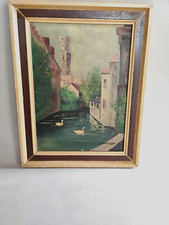 Tableau signé huile sur toile cadre en bois 48x38 cm