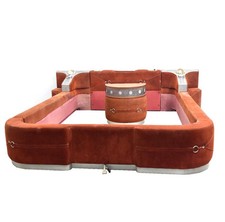 Tête de lit en nubuck et cuir radio intégrée avec chevet années 1970