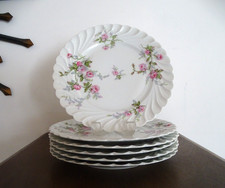 6 assiettes à dessert porcelaine limoges Haviland torse SYLVIE ROSES - Ø 19,5 cm