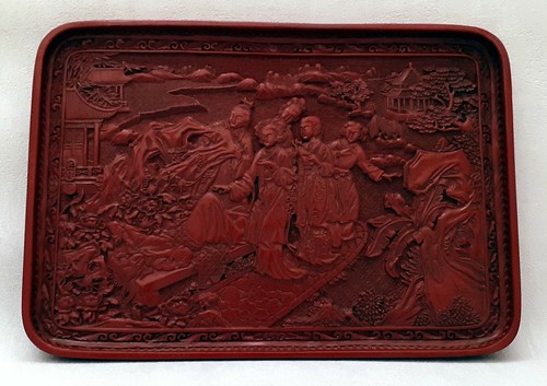 Chinese red lacquered tray - chinese,