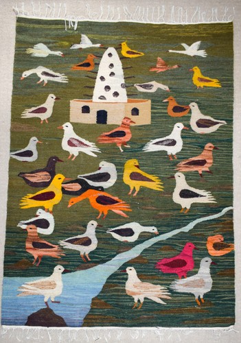 Tapisserie oiseau tissée - tissée, à