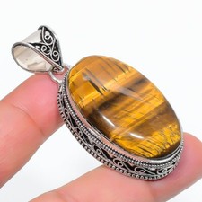 Pendentif bijou vintage ethnique en argent sterling 925 pierre précieuse oeil...