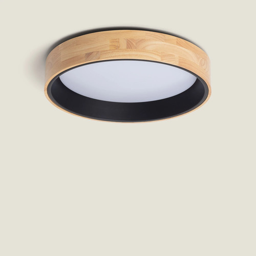 Plafonnier led rond bois - led,