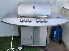 Barbecue Gaz Inox, 4 Brûleurs + Réchaud Latéral + Infrarouge.