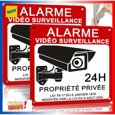 2x Panneaux « Alarme Vidéo Surveillance » 15x15 cm – Aluminium Robuste & Étanche