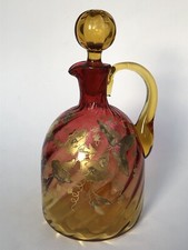 RARE sublime ancien GRAND FLACON CARAFE COULEUR CRISTAL de BACCARAT ART NOUVEAU