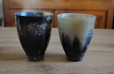 RARE 2 MAGNIFIQUES RECIPIENTS A BOIRE EN CORNE. NORD DE L'ETHIOPIE - ANNEES 2000