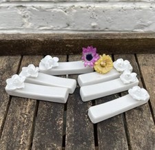 French Knife Rests White Ceramic Flowers Chopsticks Holder Roses Set 6 Mint