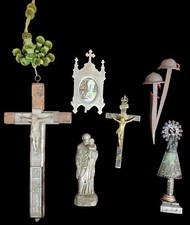 ENSEMBLE D'IMAGES RELIGIEUSES. 7 OBJETS DE DÉVOTION. ESPAGNE. 20E SIÈCLE.
