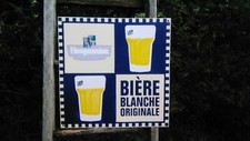 GRANDE PLAQUE EMAILLEE pub Bière blanche HOEGAARDEN TRES BON ETAT MADE In FRANCE