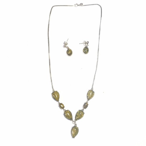 Parure argent massif ambre