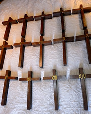 14 STATIONS/Chemin De Croix Complete/CHÊNE /28x17x4cm/EGLISE/MESSE/RELIGIEUX