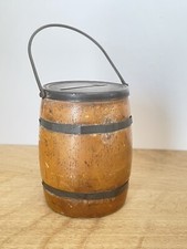 Charmante petite tirelire ancienne en bois Forme tonneau