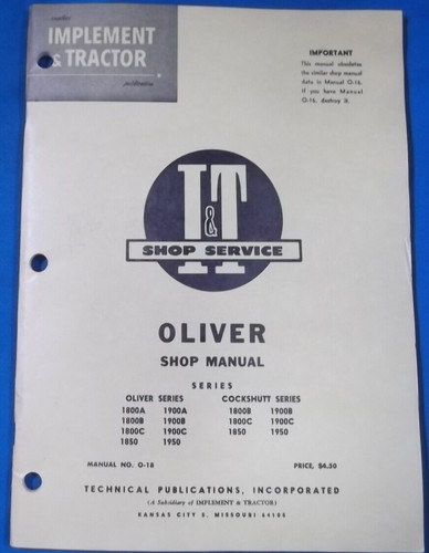 Oliver cockshutt 1800a - i&t,