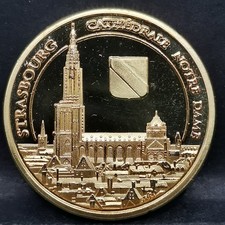 JETON TOURISTIQUE 31mm Doré STRASBOURG CATHEDRALE NOTRE DAME BLASON SOUVENIRS E
