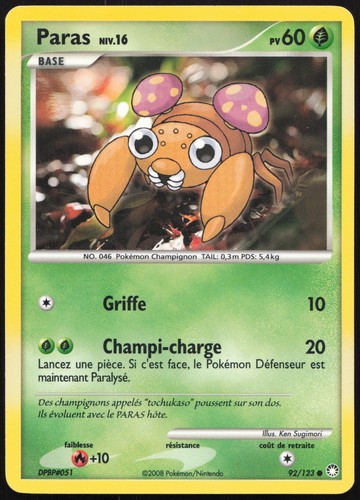 Carte pokémon paras 123 - paras, 92/123