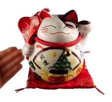Tirelire Chat Maneki Neko Chanceux Céramique Craquelé # 214
