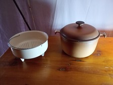 Rare- Le Creuset Cocotte Enzo Mari 26 + Panier Vapeur Émaillé 
