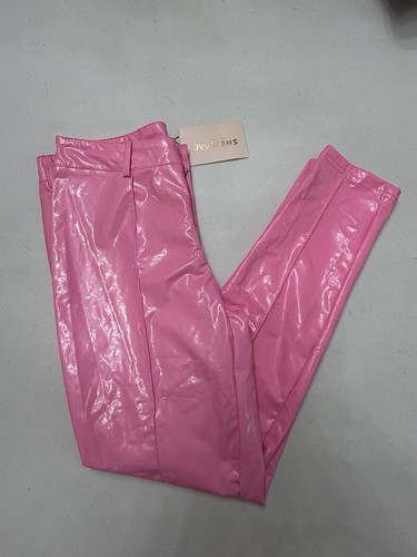 Pink patent vinyl pants with - patent,