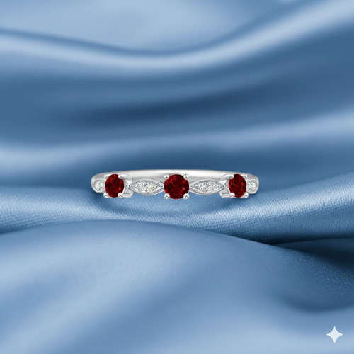 Bracelet platine rouge - , rubis