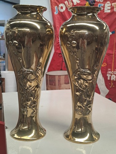 Paire vases laiton - de,