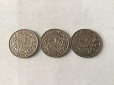 Suisse 3 Pièce 2Francs 1968/69/70