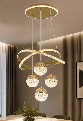 Lustre led moderne doré - led,