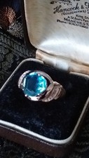 Bague aigue-marine vintage années 1990 en or laminé 14 carats taille UK O US ...