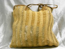 🇫🇷 SAC CORDE DE CHANVRE TRESSEE ANSES CUIR CABAS PROVISION ROPE BAG VINTAGE