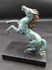 SERRE LIVRE CHEVAL CABRE REGULE VERT-DE-GRIS/DORE SUR MARBRE