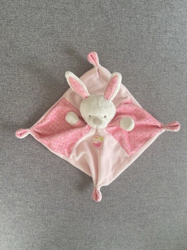 Doudou plat rose pois - , lapin