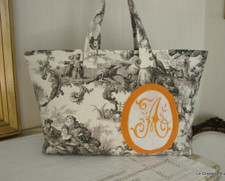 Sac toile de Jouy marronet