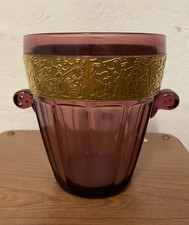 SEAU A GLAÇONS ART DECO WALTHER SOHNE VASE VERRE AMETHYSTE ET GALERIE LAITON