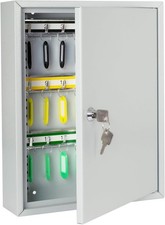 HMF Armoire à Clés 42 Crochets – Boîte à Clés Métal, Crochets Réglables, Gris Cl