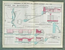 PORT OF BORDEAUX FRANCE DATED 1929 ORIGINAL MAP by WARD & FOXLOW