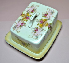 Ancien beurrier cloche pour fromage falcon ware england décor de roses