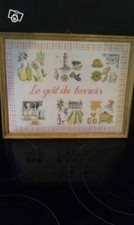 Tableau brodé sur lin 34 X 27