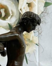 Bronze Sculpture Main Fabriqué Statue Gay Nu Signé Original Gay Hommes Lutte Art