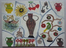 33x24cm Vieux Peinture Naif