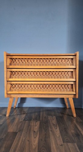 Commode vintage rotin - commode,