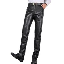 Pantalon en cuir noir slim fit