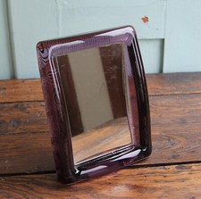 Petit Miroir de table Verre épais de couleur mauve era Murano Déco Design 70's