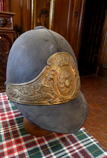 Casque de Sapeur pompier de Marchéville (28)  MODELE D'ESSAI  en tole noircie
