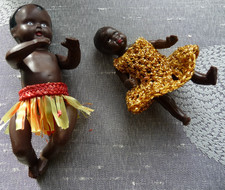 2 BAIGNEURS NOIRS PETIT COLLIN 10 et 7 cm - COLLECTION POUPEES ANCIENNES