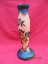 Vase signé DE VIANNE à décor de végétaux dégagés à l'acide (abricots + feuilles)