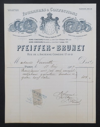 Facture paris 1907 pfeifer - facture,