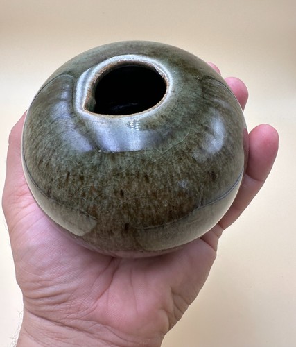 Vase boule grès signé ea - vase,
