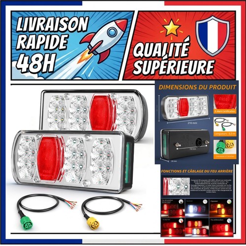 Feux arrière led remorque - feux,