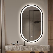 Miroir LED de Salle de Bain - Contour Noir- 60x100 Lumière Variable Anti-Buée -