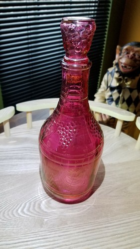 Glass wine decanter cranberry - wine,